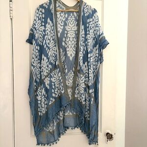 Blue Patterned Kimono Top